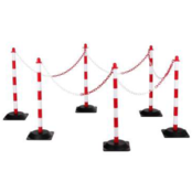 Kettingpalen von polyethyleen 6 Stuks 10m ketting Höhe 860 mm Ø40 mm rot/weiß