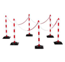 Chain posts made of polyethylene 6 Pieces 10m chain height 860 mm Ø40 mm Red/White