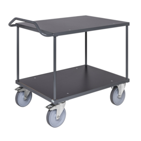 Tischwagen 1110 × 700 × 965 mm mit Schiebebügel und Arbeitsplatte mit Ablagen