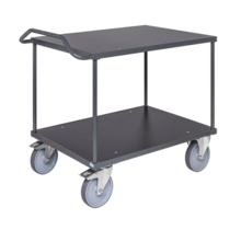 Tischwagen 1310 × 800 × 965 mm mit Schiebebügel und Arbeitsplatte mit Ablagen