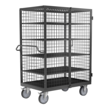 Diebstahlsicherer Rollcontainer mit Schiebebügel 1332 × 821 × 1765 mm, Tragkraft 500 kg