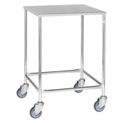 Rollbrett 605 x 605 x 885 mm, elektrolytisch verzinkt, mit Edelstahlplanke, 150 kg