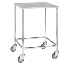 Rollbrett 605 x 605 x 885 mm, elektrolytisch verzinkt, mit Edelstahlplanke, 150 kg