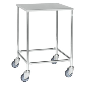 Rollbrett 605 x 605 x 885 mm, elektrolytisch verzinkt, mit Edelstahlplanke, 150 kg