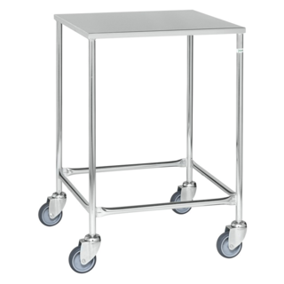 Rollbrett 605 x 605 x 885 mm, elektrolytisch verzinkt, mit Edelstahlplanke, 150 kg
