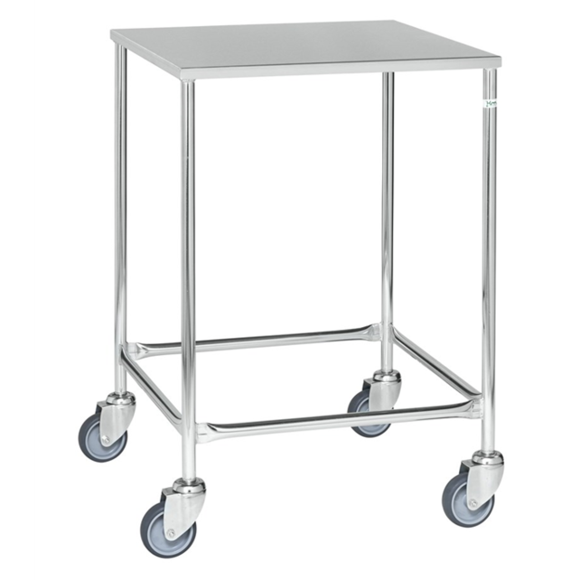 Rollbrett 605 x 605 x 885 mm, elektrolytisch verzinkt, mit Edelstahlplanke, 150 kg