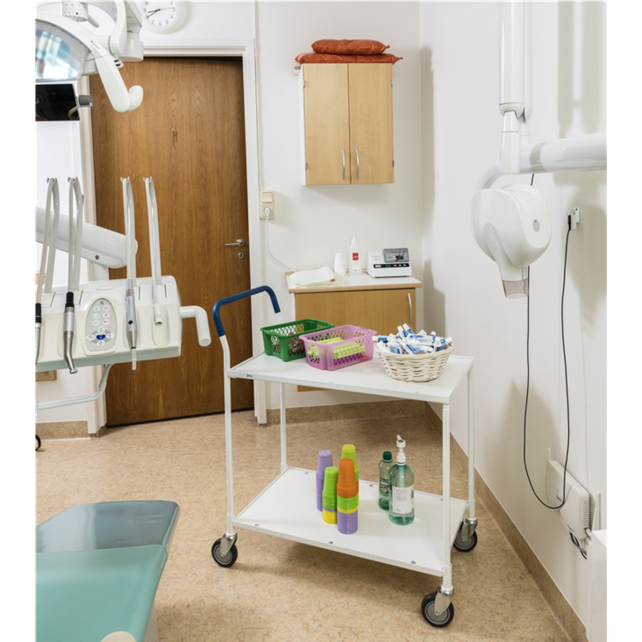 Table on wheels 850 x 435 x 950 mm with 2 shelves trolley 150Kg