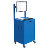 Industrie-Computerschrank mit Monitorhalterung auf Schienen