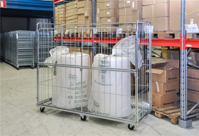 Maxi Stalen Rolcontainer 2000×800×1800 mm, 4 hekken, verzinkt, 400 kg