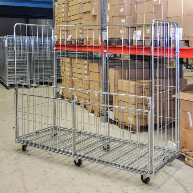 Maxi Stalen Rolcontainer 2000×800×1800 mm, 4 hekken, verzinkt, 400 kg