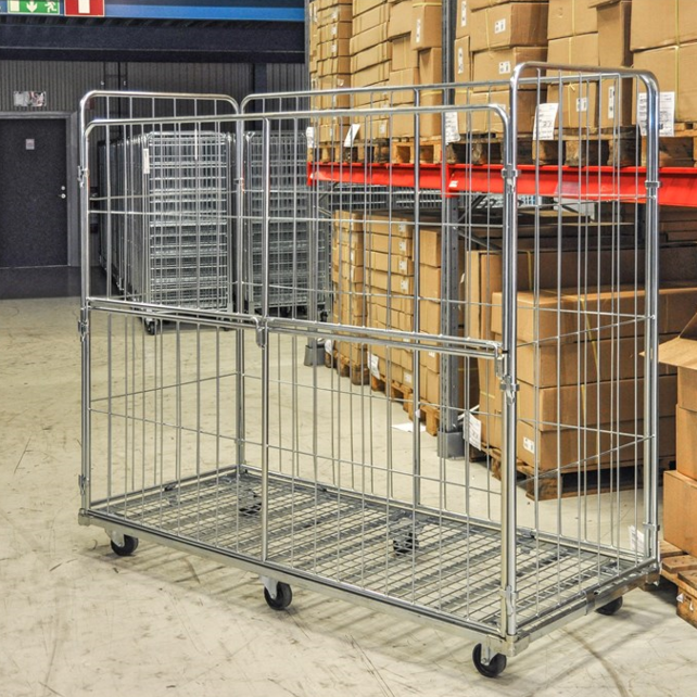 Maxi Stalen Rolcontainer 2000×800×1800 mm, 4 hekken, verzinkt, 400 kg