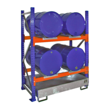 Fassregale mit Auffangwanne 4x 200 Liter waagerecht