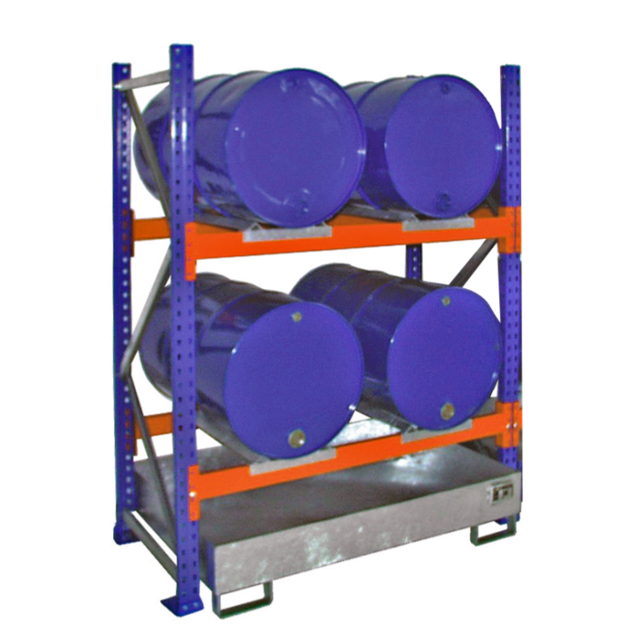 Rayonnages a fûts avec bac de retention 4x 200 Litre horizontale