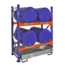 Salesbridges Drum rack shelves with sump tray 4x 200 Liter horizontal position