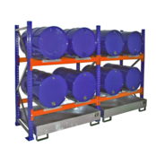 Fassregale mit Auffangwanne 4x 200 Liter waagerecht