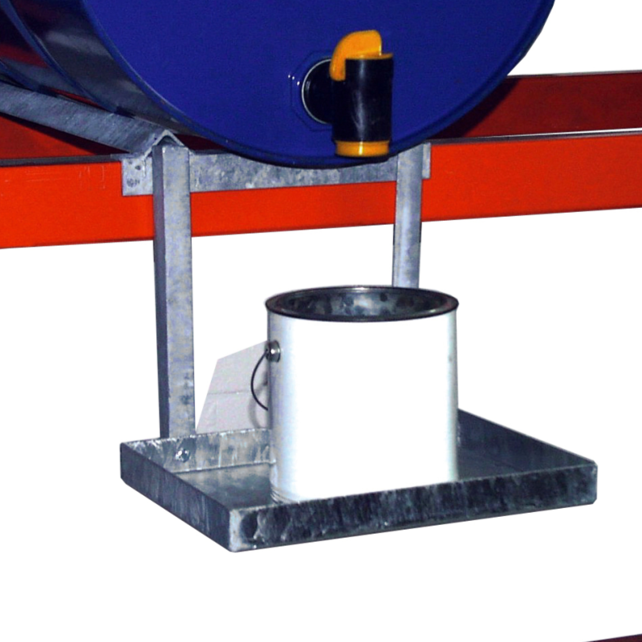 Drum rack shelves with sump tray 6x 200 Liter horizontal position Drum rack shelves with sump tray 6x 200 Liter horizontal position