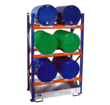 Fassregale mit Auffangwanne 6x 200 Liter waagerecht