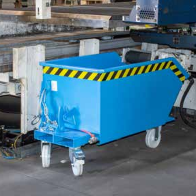 Swarf Tipper Container GU-E model with drain tap and sieve insert