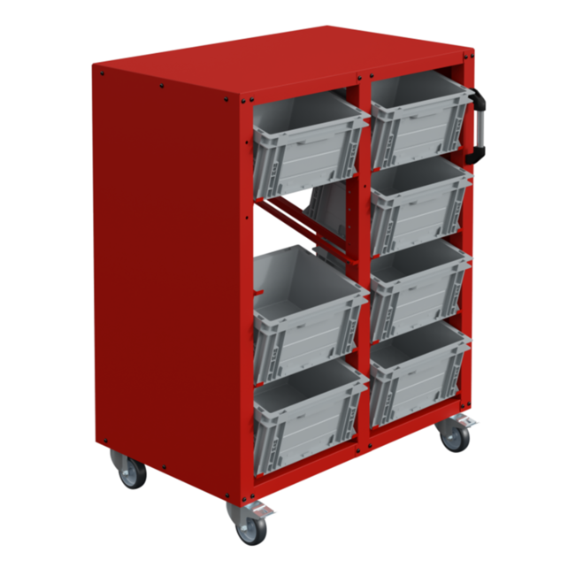 Chariot Rollbox pour bacs Europe 60 x 40 cm – 2 colonnes, 4 ou 6 niveaux