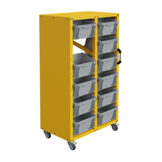 Chariot Rollbox pour bacs Europe 60 x 40 cm – 2 colonnes, 4 ou 6 niveaux