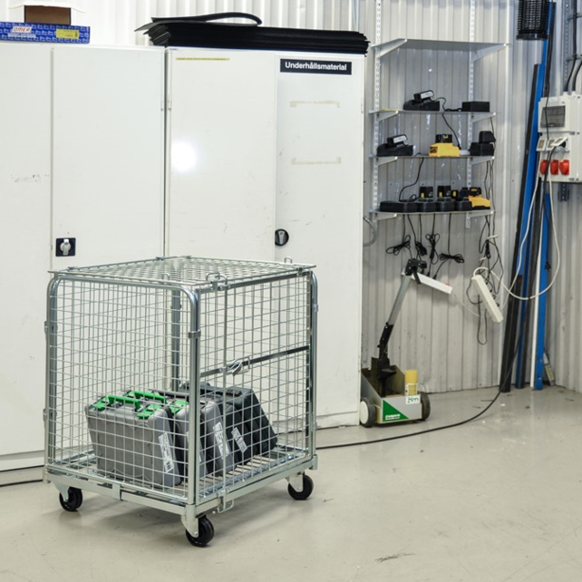 Diebstahlsicherer Rollcontainer – Sicherheitscontainer, verzinkt, 72 × 83 × 100 cm