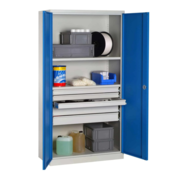 Werkplaatskasten, B1000 x D500 x H1950mm. Hoge kasten met scharnierende deuren