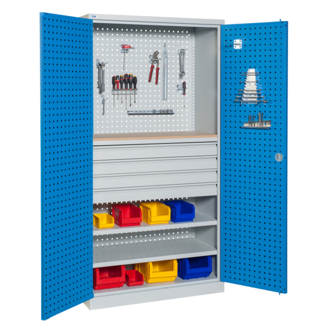 Perforated workshop cabinet for storage W1000xD500xH1950 mm