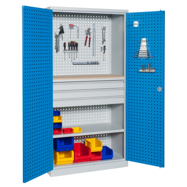 Perforated workshop cabinet for storage W1000xD500xH1950 mm