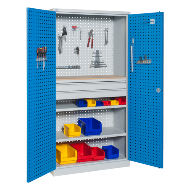 Perforated workshop cabinet for storage W1000xD500xH1950 mm