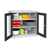 Armoire à portes transparentes, meuble d'atelier de rangement L1000xP500xH1950 mm