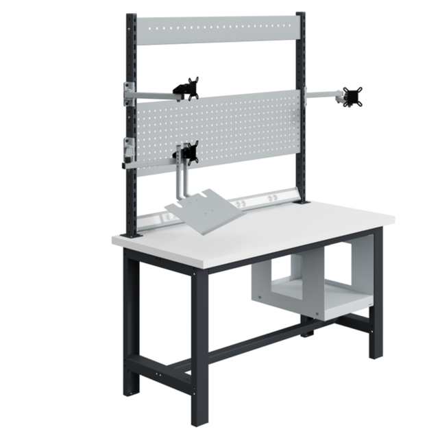 Perforated backboards mounted between uprights