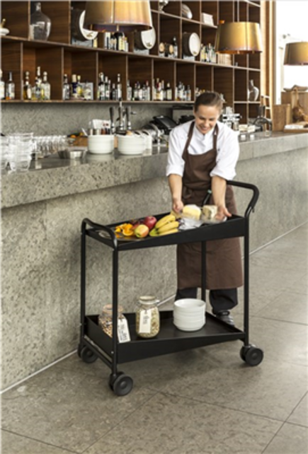 Servicewagen mit Soft-Grip, 2 Ablageflächen, 866 × 455 × 980 mm