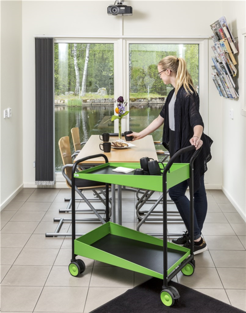 Servicewagen mit Soft-Grip, 2 Ablageflächen, 866 × 455 × 980 mm