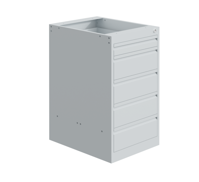 Suspended drawer units for worktable