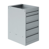 Suspended drawer units for worktable