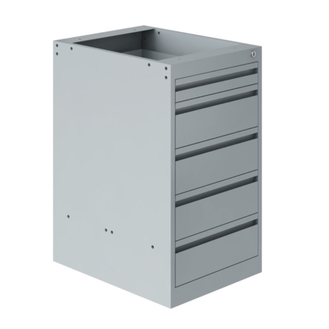 Suspended drawer units for worktable