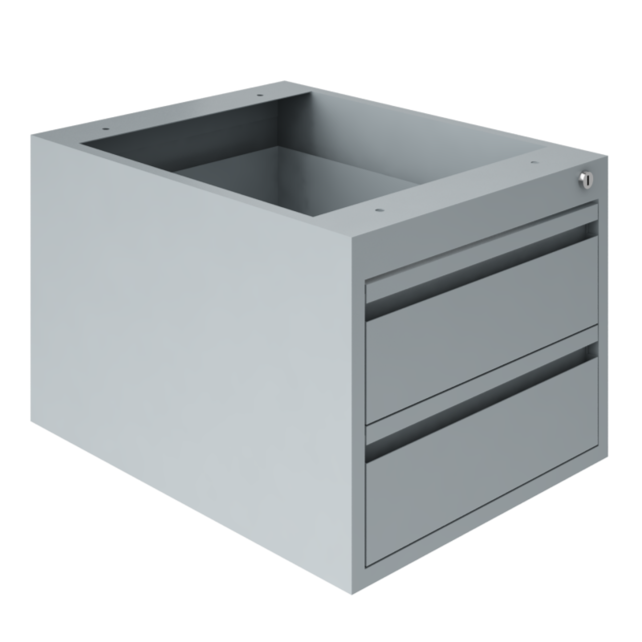 Suspended drawer units for worktable