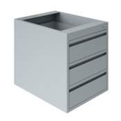 Suspended drawer units for worktable