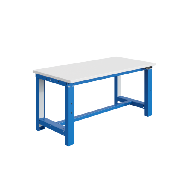 ESD Electrically height-adjustable worktable SI-model industrial blue 300 kg heavy duty