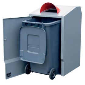 Shelter storage for of 120 Litres wheelie waste bin with hood opening