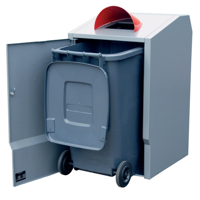 Shelter storage for of 240 Litres wheelie waste bin with hood opening