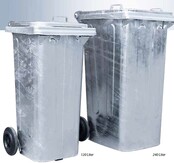 Benne à déchets en acier 240L Poubelle Anticorrosion Résistante au Feu sur roues