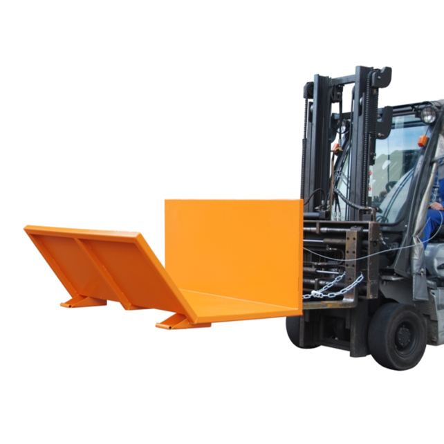 Conteneur  basculant pour transport de materiaux en vrac pour chariot élévateur