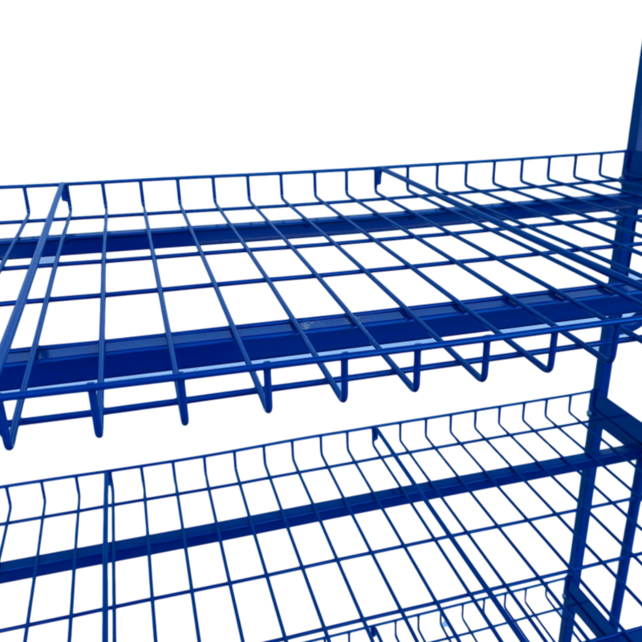 Order Picking Trolley with 3 Inclined Wire Mesh Shelves and Handles – 1300 x 650 x 1900 mm