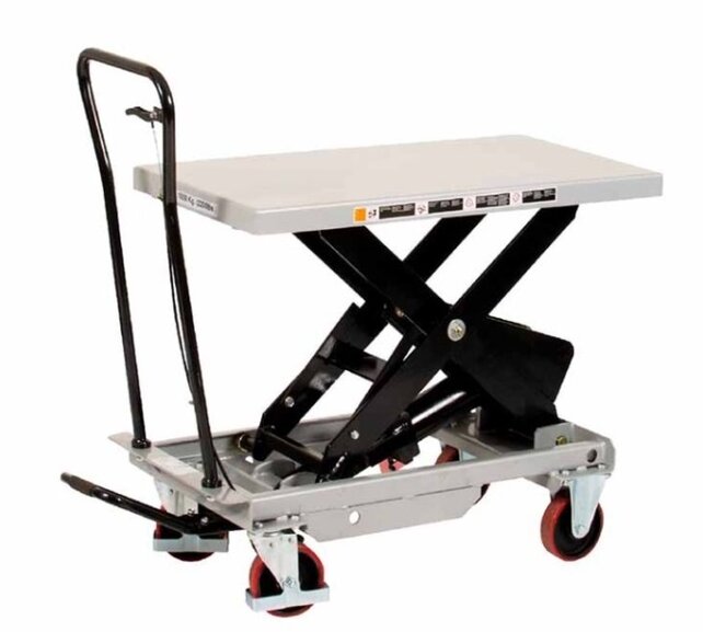 Mobile Scherenhubtischwagen 1000 kg – Hubtischwagen Plattform 1010 x 520 mm
