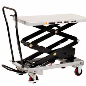 Hubtischwagen 300 kg – Hubhöhe 1585 mm, Plattform 1010 x 520 mm Doppelscheren