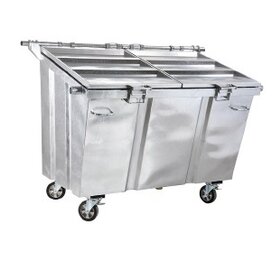 Steel waste container 2500L galvanized on wheels  with lid
