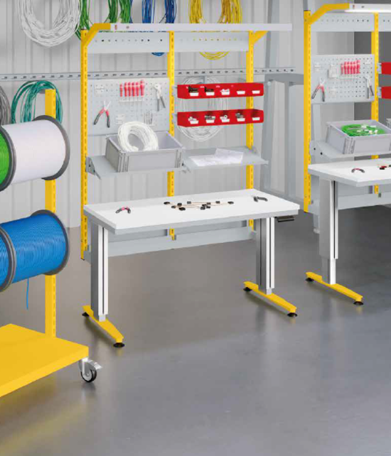 Poste de travail ESD mécanique réglable en hauteur de 763 à 1113 mm