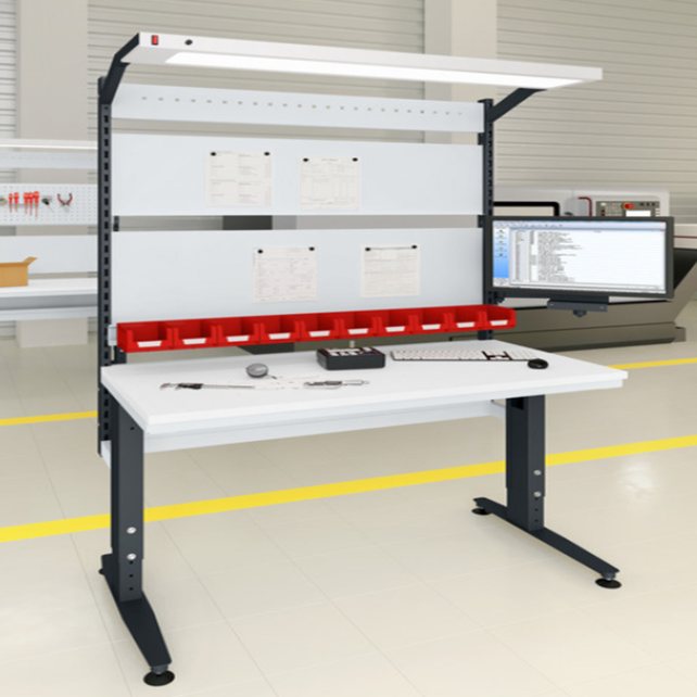 Poste de travail ESD mécanique réglable en hauteur de 763 à 1113 mm