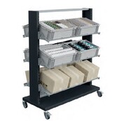 Etagenwagen FLUXO mit 3 Legplanken LxDxH 746x650x1775mm Order Picker